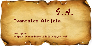 Ivancsics Alojzia névjegykártya